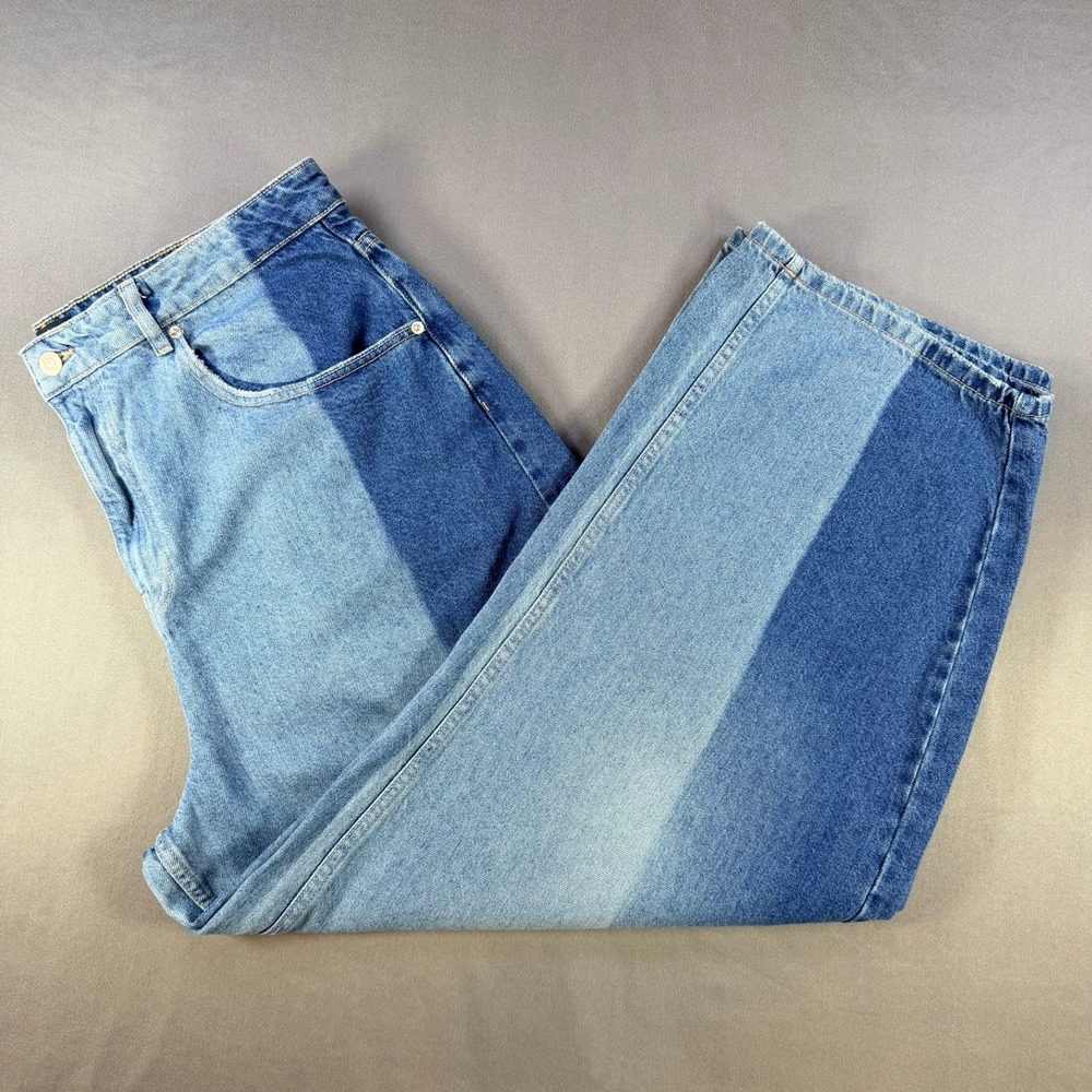 ASOS DESIGN Panelled Wide Leg Jeans Womens 14 Blue Two Tone Streetwear Casual - Picture 4 of 8